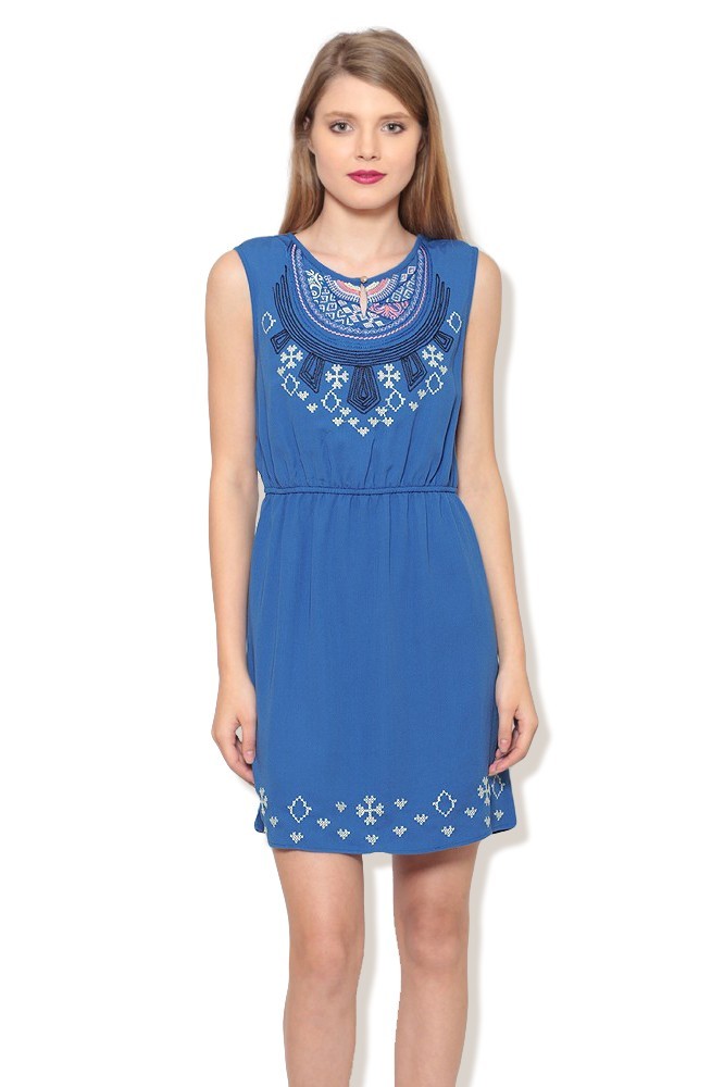 Rochie albastra cu motive traditionale MISCHA