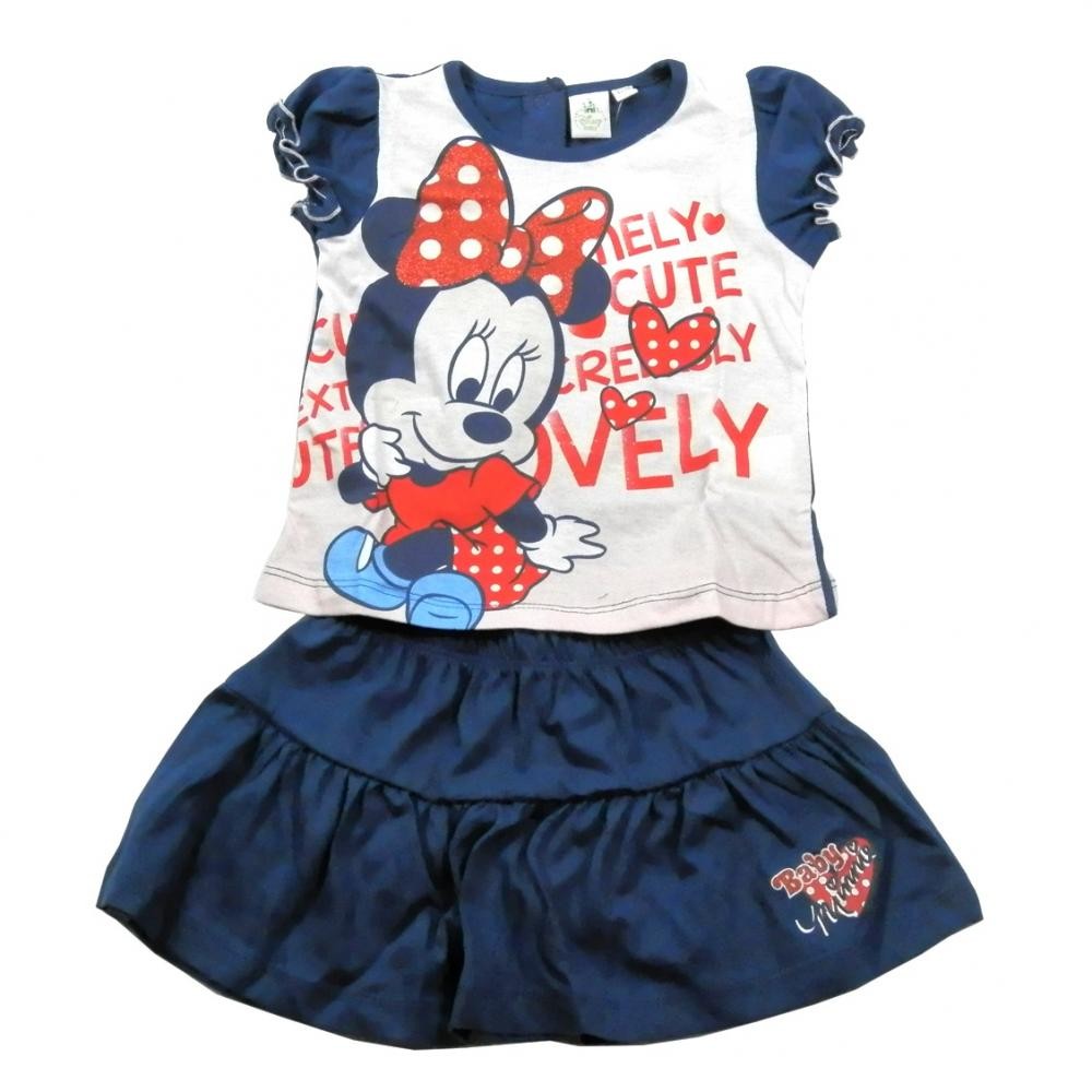 Set tricou cu maneci scurte si fusta Disney Minnie Mouse Bleumarin 12 luni