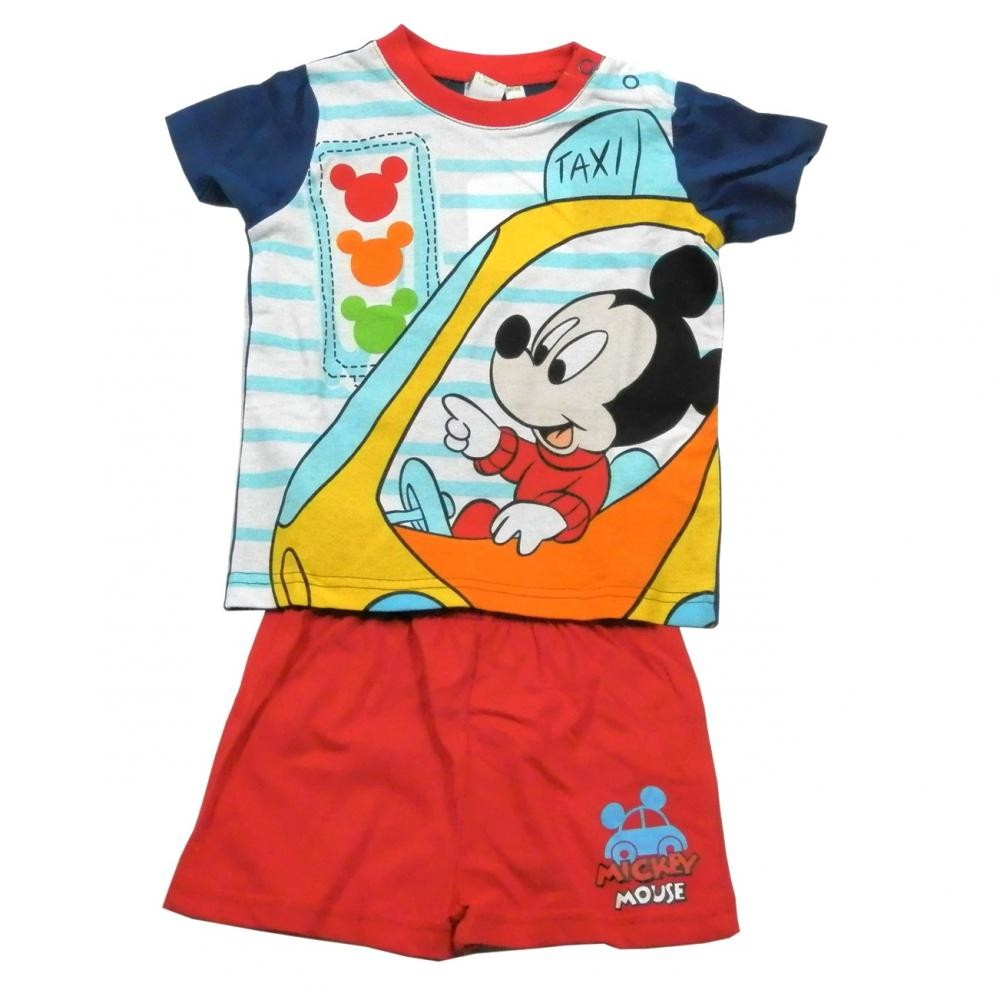 Set tricou cu maneci scurte si pantaloni scurti Disney Mickey Mouse Rosu 30 luni