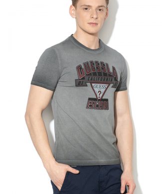Tricou super slim fit cu imprimeu logo-tricouri-GUESS JEANS