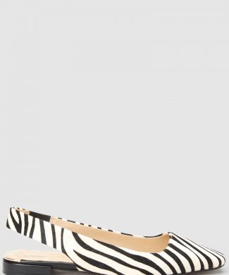 Pantofi slingback de piele cu par scurt - cu imprimeu zebra-pantofi clasici-NEXT