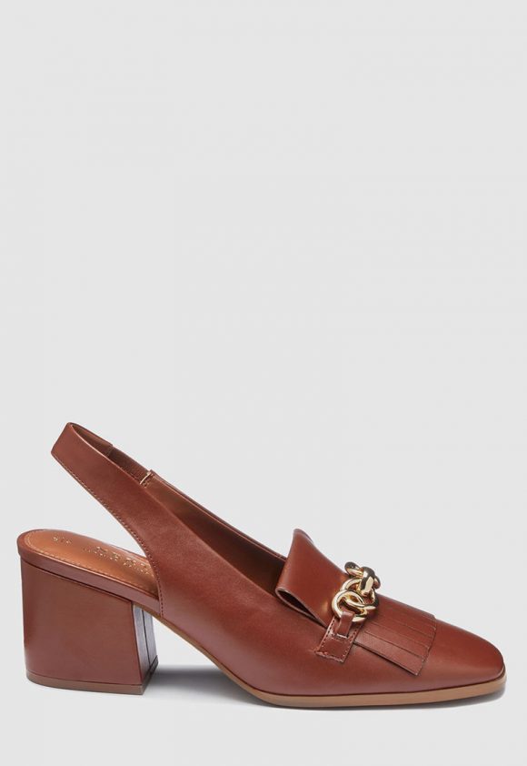 Pantofi slingback de piele ecologica - cu toc masiv-pantofi clasici-NEXT