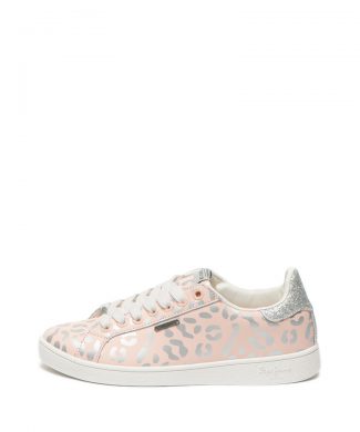 Pantofi sport de piele cu animal print Brompton-tenisi-Pepe Jeans London