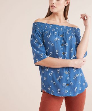 Bluza cu decolteu pe umeri si imprimeu floral-bluze-NEXT