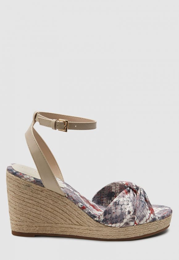 Sandale wedge cu garnituri de piele ecologica si model reptila-sandale-NEXT