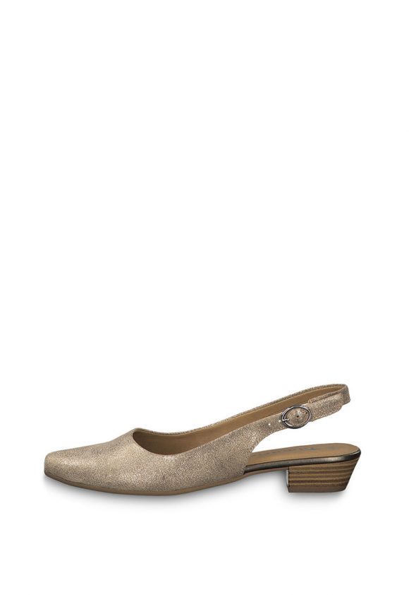 Sandale slingback de piele cu apect stralucitor-sandale-Tamaris