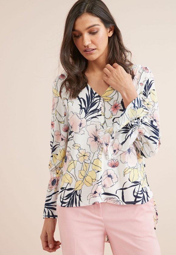 Bluza cu imprimeu floral si decolteu in V-bluze-NEXT